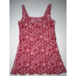 Zara Floral Pink Crochet Dress Summer Boho Beach Party Small